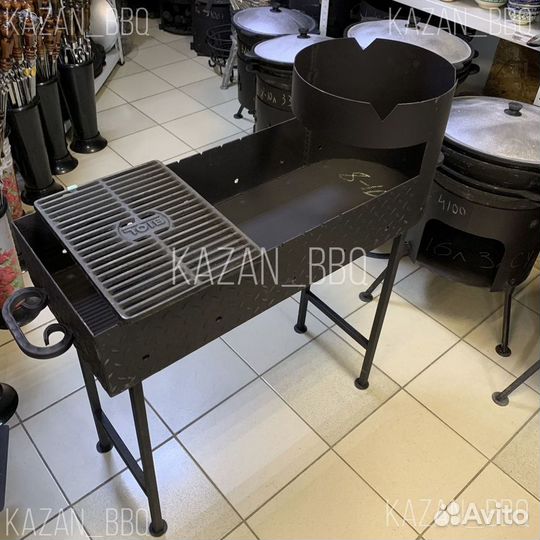 Мангал с подказанником + решетка гриль чугунная