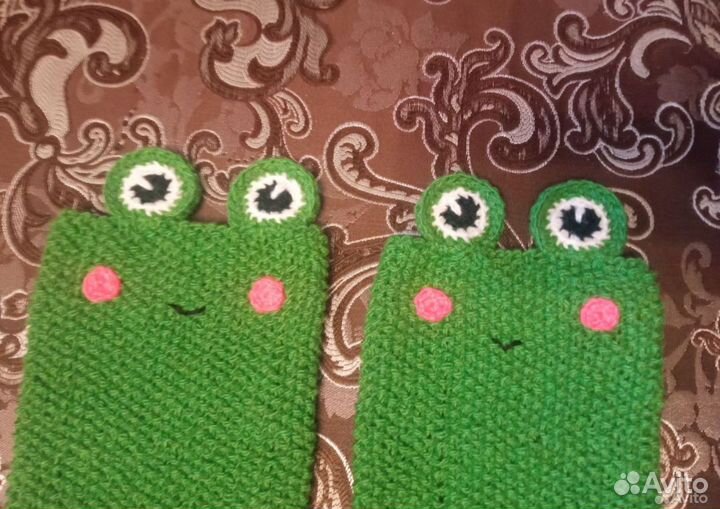 Вязаные гетры Лягушки