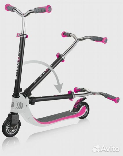Самокат globber Flow 125 Foldable (бело-розовый)