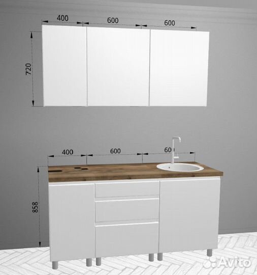 Кухня белая 160 см в наличии