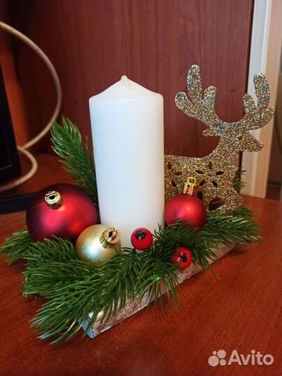 Новогодняя композиция со свечой