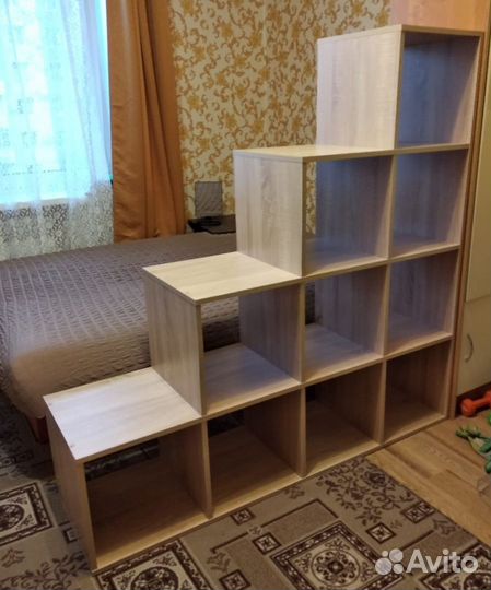 Стеллаж IKEA аналог 10(4-3-2-1) ячеек лесенка Дуб Корол