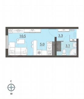 Квартира-студия, 21,9 м², 25/25 эт.