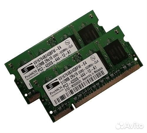 Б/у озу So-Dimm 1Gb PC2-4200, DDR2-533 promos v916