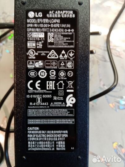 Lcap40 adaptor блок питания LG 19V 3.42A