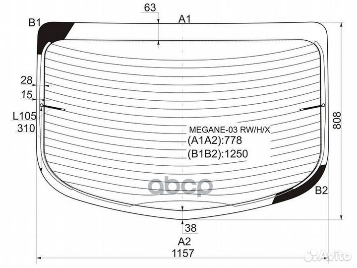 Стекло заднее с обогревом renault megane II 4D