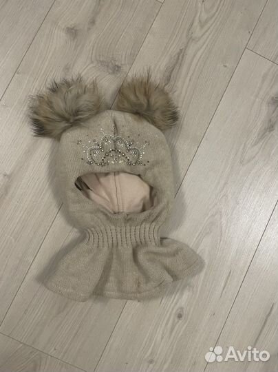 Шапка шлем для девочки зима 3-6 лет