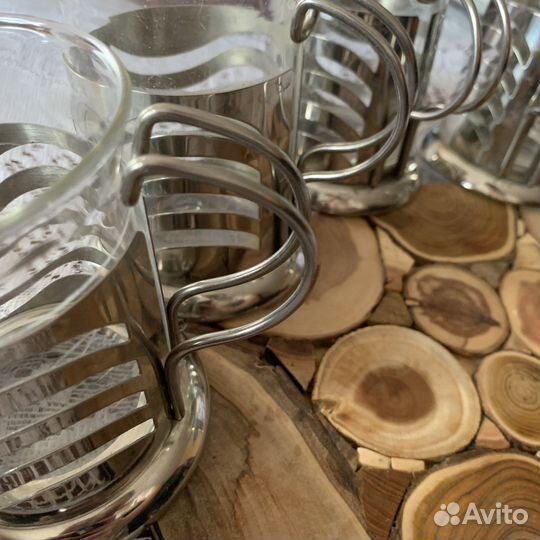Набор стакан в подстаканнике 4 шт