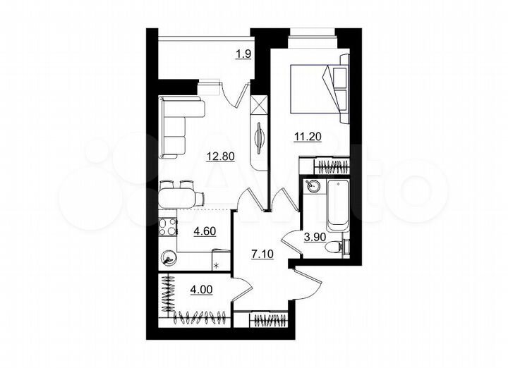 2-к. квартира, 45,5 м², 8/10 эт.