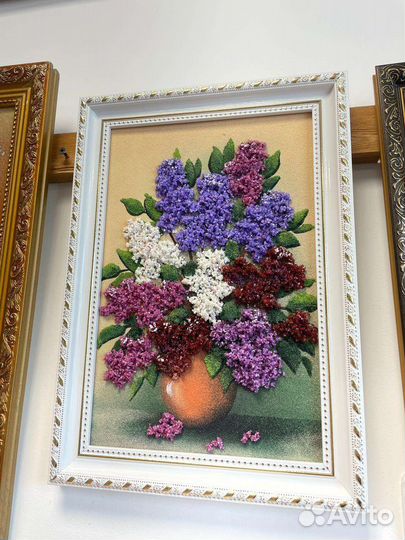 Картина сирень из каменной крошки