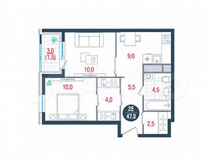 2-к. квартира, 47 м², 8/32 эт.