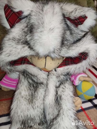 Прикольная шапка. Волчонок хаски. Тёплая, мягкая