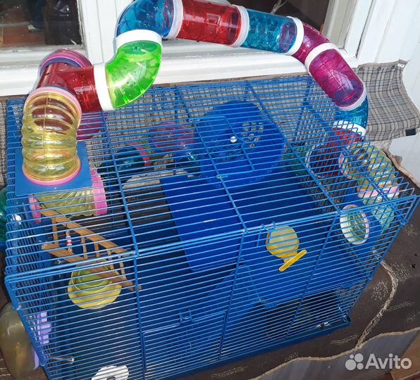 Клетка для грызунов полутораэтажная с тоннелем