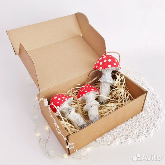 Интерьерные подвесы Мухоморы, игрушка на елку