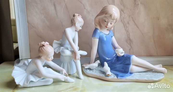 Фарфоровые Статуэтки Балерины и Девушка с Голубями