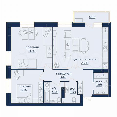 3-к. квартира, 78,8 м², 8/15 эт.
