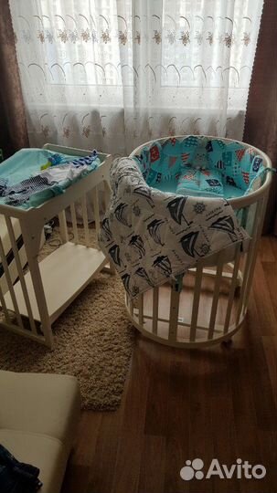 Кроватка трансформер Ellipse,матрасики,наматрасник