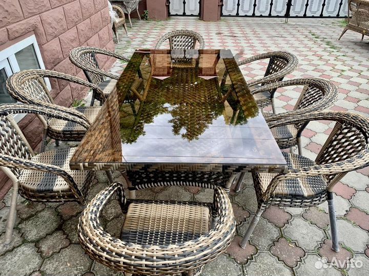 Обеденная группа на 8 персон Ротанговая мебель