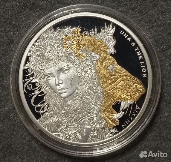 Монета О. Святой Елены 2024 Уна и лев Серебро