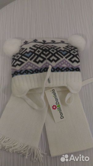Комплект шапка, шарф п/ш новый (3-6 лет)