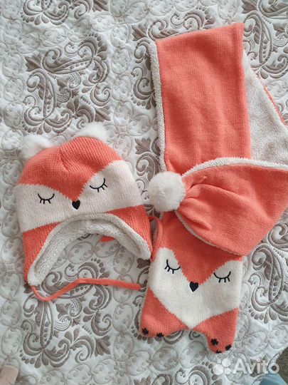 Комплект шапка, шарф, манишка