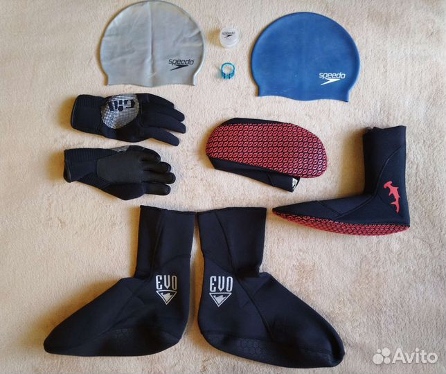 Шапочка д/плавания,носки, перчаткид/дайвинга