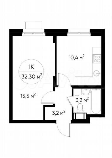 1-к. апартаменты, 32,3 м², 14/17 эт.