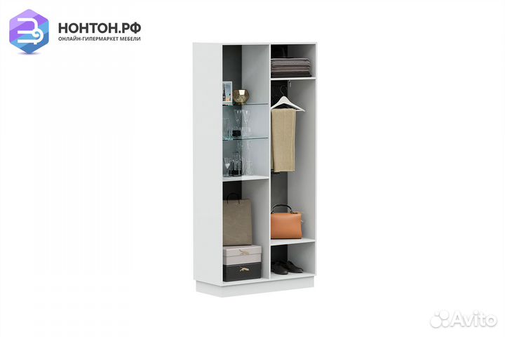 Витрина высокая Магнолия белый глянец