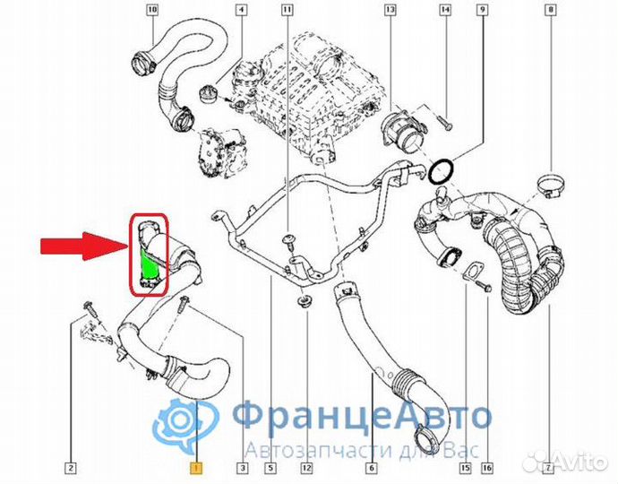 Патрубок интеркулера (M9R 2.0) Renault Trafic II