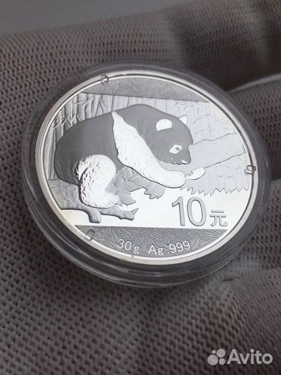 Панда Китай 10 юаней серебро