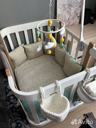 Бортики в детскую кроватку + простыня (комплект)