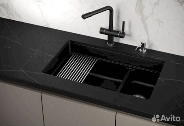 Мойка для кухни granula KS-7304U, шварц (черный металлик)