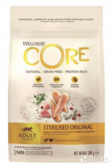 Сухой корм для стерилизованных кошек core 300 гр