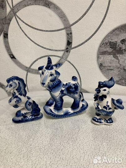 Фарфоровые фигурки Гжель одним лотом