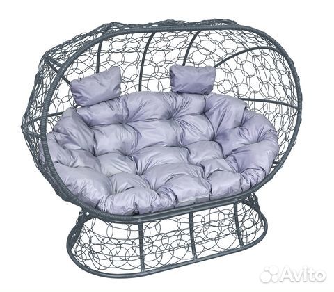 Кокон Лежебока на подставке (ротанг, серый с серой