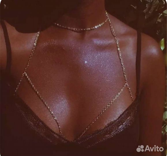 Колготки - чулки новые со стразами и цепочка