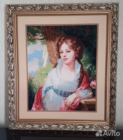 Картина ручной работы, вышитая счетным крестом