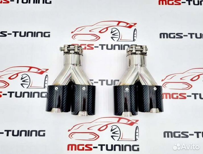 Насадки на выхлоп BMW M двойные карбон 79мм