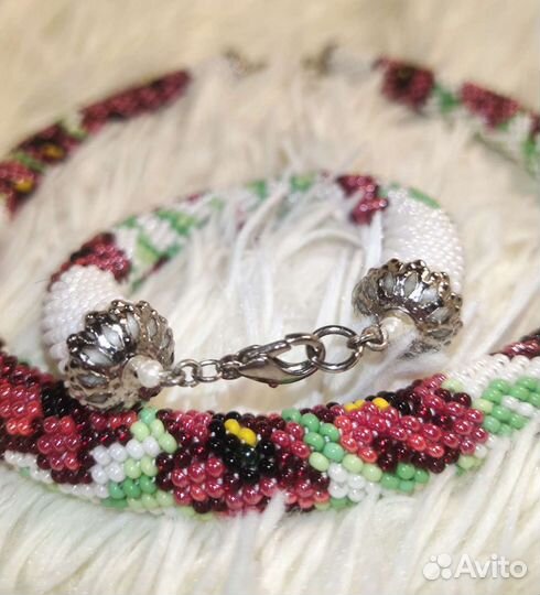 Украшение из бисера Комплект жгут-колье и браслет