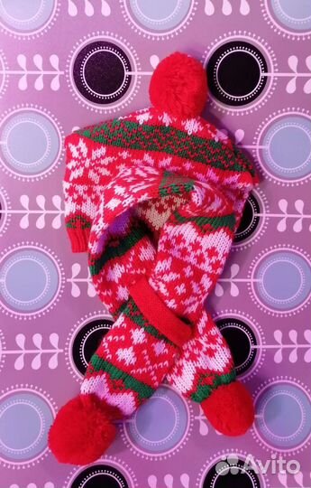 Комплект шапка, шарф для собаки