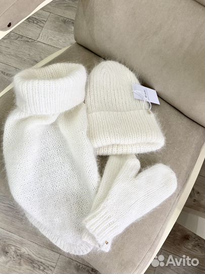 Шапка варежки манишка из пуха норки