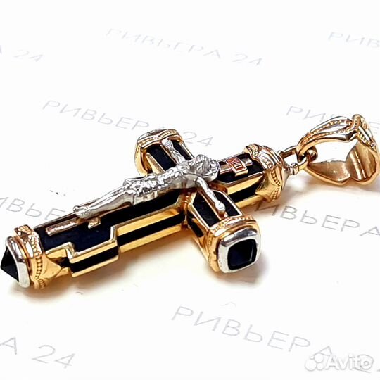 Золотая подвеска крест 585 пробы 13,39 грамм