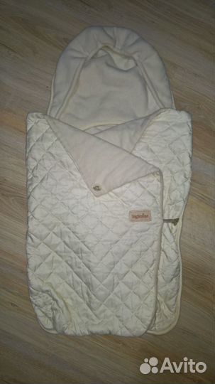 Inglesina конверт бежево-белый стёганый флис