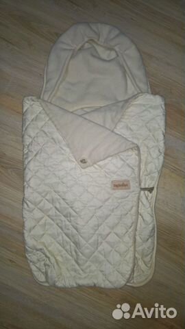 Inglesina конверт бежево-белый стёганый флис