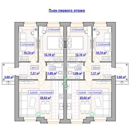 Дом 62,8 м² на участке 3 сот.