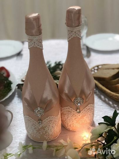 Декорирование свадебное шампанское, фужеры, свечи