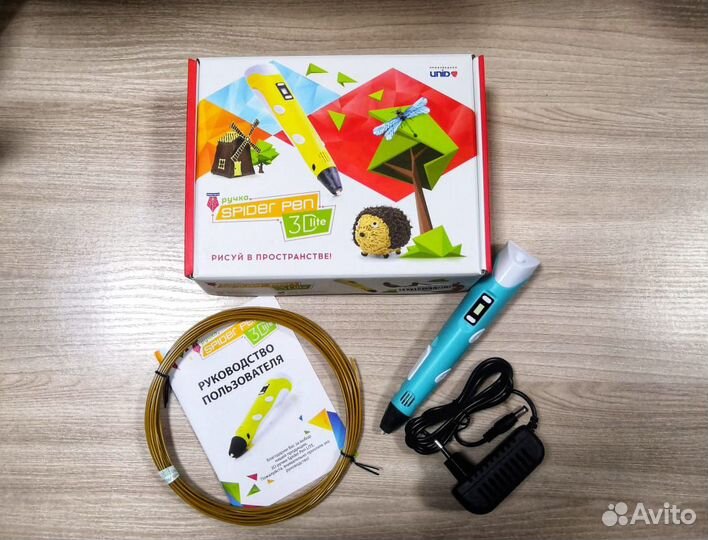 3D ручка Spider Pen lite с ЖК дисплеем, голубая