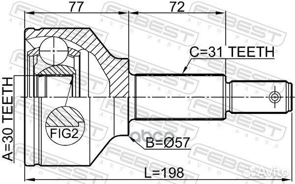 ШРУС наружный 30X57X31 ford transit TTG 2014