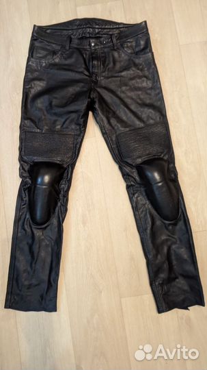 Мото брюки кожаные