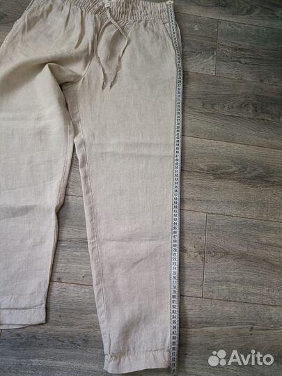 Льняные брюки джоггеры женские hm